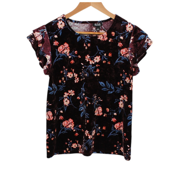 Velvet Floral Top Burgundy Whimsigoth‎ Witchy Romantic Flutter Fall Y2 Size S - Picture 1 of 6